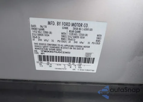 2018 Ford Explorer Sport z USA, uszkodzony, nr VIN 1FM5K8GT6JGC23453